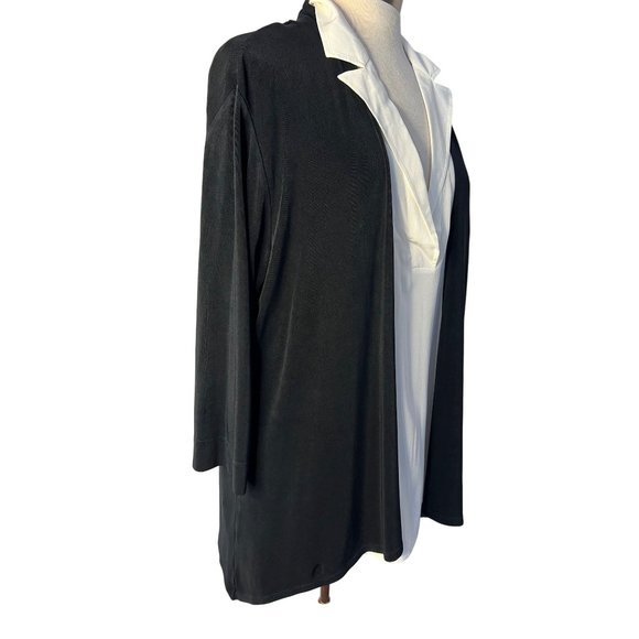 Travelers by Chicos 3/US XL16-18 Black Cardigan Open Front 3/4 Sleeve Button Bac - Picture 6 of 11